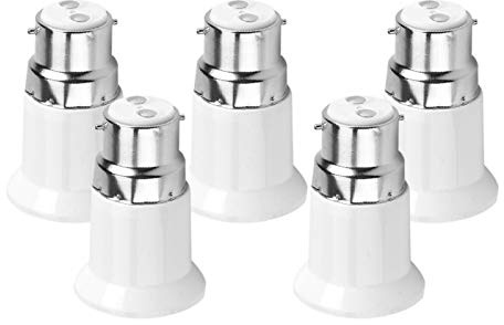 Adaptateur d'ampoule fileté, 5 PCS B22 à E27 femelle Adaptateur d'ampoule convertible Support de lampe Douille standard Adaptateur d'ampoule LED pour la maison l'appartement le bureau et l'hôtel