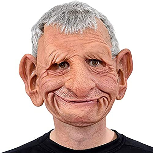 SUPYINI Halloween Realistische Kopfbedeckung Alte Mann Maske, Realistische Latex Menschliche Gesichtsmaske, Lustige Furchtsame Schreckliche Maske Erwachsene Kostüme Requisiten