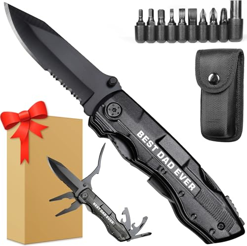 Gift for Dad, Multitool Knife BEST DAD EVER for Camping, Fathers Day Christmas Unique Dad Gifts, Dads Birthday Gift from Daughter Son, Christmas Ideal Presents for Dads, Gadget Present for Father
