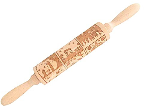 Mattarello Natale, Mattarello Legno Decorativo, Goffratura Mattarello, Mattarello Decorativo Natale,Natalizie Mattarello,Mattarello Natalizio In Legno,Forno Impasto Per Torta Biscotto