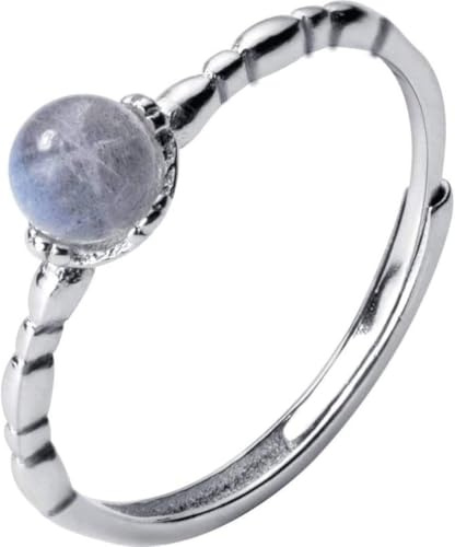Cunluna Anillo de Plata S925, Anillo de Piedra Lunar de Moda Coreana Femenina Temperamento Personalidad Anillo de Dedo Índice en Forma de Gota Mujer Mujeranillo de plata s925, Apertura regulable