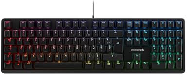 CHERRY G80-3000N RGB, Mechanische Gaming-Tastatur mit RGB-Beleuchtung, Französisches Layout (AZERTY), Kabelgebunden, Original MX SILENT RED Switches, Schwarz