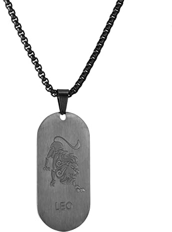 AFSTALR Gold/Silber/Schwarz Kette 12 Sternbilder Halskette Herren Tierkreis Kette Dog Tag Anhänger Konstellation Kette