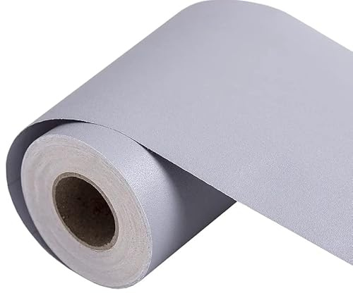 VisitRyl Selbstklebende Wandaufkleber Grenze 10cm X 500cm, TapetenbordüRe Selbstklebend BordüRe, Wasserdichte WandbordüRe FüR Zuhause BüRo Hotel Diy Dekoration Hellgrau