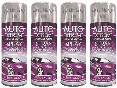 HitlineUK 4 x 400ml Clear Lacquer Spray Paint Furniture Paint Wood Paint Clear Coat Spray Paint