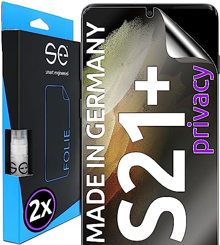 2X se® 3D SCHUTZFOLIE Privacy für Samsung Galaxy S21 Plus,Blickschutz, 100% Fingerabdruck & FaceID kompatibel, einfache blasenfreie Installation, Ultra-Klar, Stoß-Kratzfest, aus Deutschland