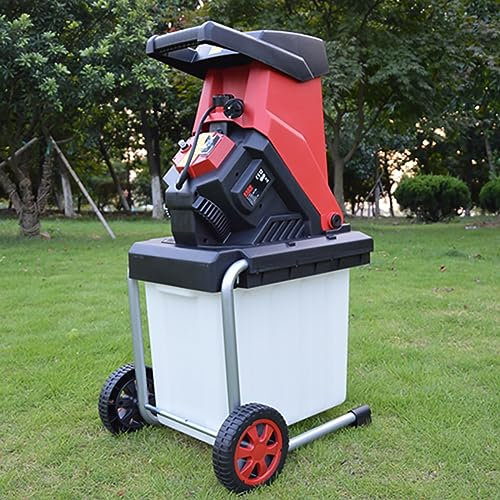 Garden Branch Shredder, 2500W Powerful Electric Wood Chipper Mulcher, Max.40mm Cutting Capacity, 50L Collection Box, Garden Shredders and Chippers with Transport Wheel