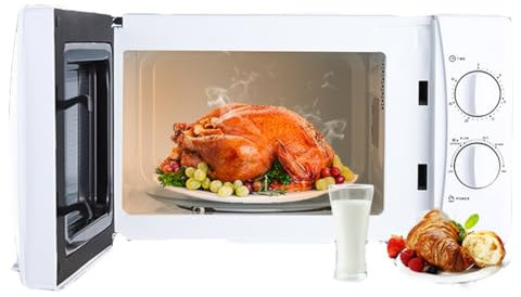 Forno a microonde Meccanico Meccanico con Piatto Girevole Multifunzionale da 20 Litri, Timer da 30 Minuti e comandi Meccanici, Piccolo microonde con Impugnatura