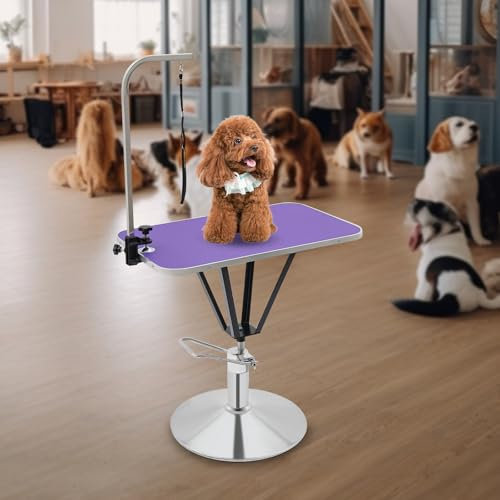 OMGGYER Tavolo per la cura degli animali domestici, tavolo da toelettatura idraulico, sollevabile per cani/gatti, regolabile in altezza, per bagno di casa, asciugacapelli, taglio di capelli (viola)