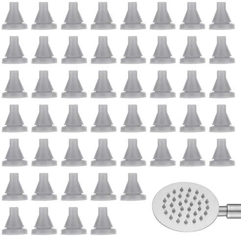 50 ugelli di ricambio per soffione doccia, ugello in silicone, foro di spruzzo, punta rotonda, in silicone, per diametro del foro 4 mm, beccuccio universale (grigio)