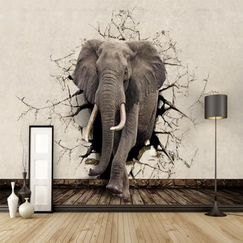 MIXUEXUNLU 3D Lifelike Animal Wall Mural Rhinoceros Lion Elephant Wallpaper Children's Room Bedroom Home Decoration Mural