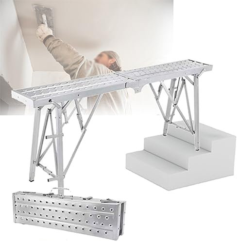 Tragbares Gerüst, 25 cm breit, zusammenklappbares Schweißgerüst, höhenverstellbare Arbeitsplattform zum Waschen von Fahrzeugen, Reinigen von Fenstern, Heimwerken, Wartungsarbeiten,180cm