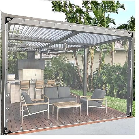Bâche en PVC transparent robuste pour serre, terrasse, jardin, imperméable, anti-poussière et anti-déchirure, panneaux latéraux avec œillets métalliques, couverture de pavillon d'extérieur