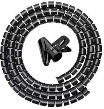 FOVAOK Kabelschutz, Kabel-Organizer, Management-Rohr, flexible Drahtwickelschnur, Spiralschlauch, Bürokabelhülse, Abdeckung, 2 m (10 mm x 2 m, schwarz)