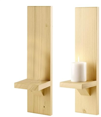 Hölzer Wandkerzenhalter - Vintage -Wandsäulenkerzenhalter. 2pcs rustikale Wand hängen Kerzenleuchter | Bauernhaus Wandmontierte Holzkerzenhalter für Schlafzimmer Wohnzimmer Küchendekoration