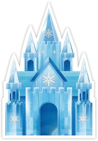 ZELAITE Lot de 12 cartes d'invitation pour anniversaire d'enfant fille motif princesse des neiges – Motif château et flocons de neige, fête à thème La Reine des Neiges, aspect pailleté, bleu/blanc (H)