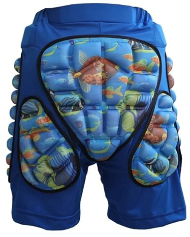 MTKSFDC Schützende gepolsterte Shorts Kinder Outdoor Roller Skating Schutz Hüfte Gepolsterte Shorts Knie Pad Schutz Ski Snowboard Shorts Skifahren Rollerskates Protektor(Blue Shorts,Kids XS)