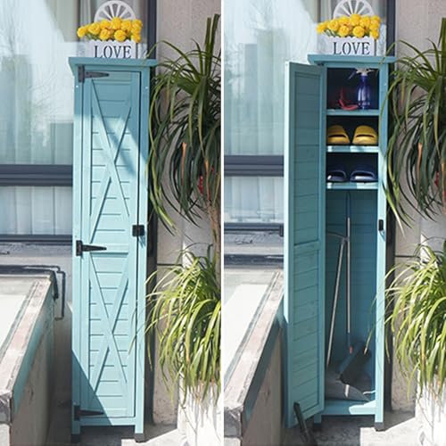 Potting Bench, Wooden Tool Storage Shed, Outdoor Storage Shed With Shelves And Latch, Outside Waterproof Tool Storage Shed For Patio Furniture, Backyard, Lawn, Meadow, Farmland (One Color Bl
