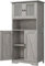 Mueble de baño de 127 cm de Alto, Estilo rústico, con Puertas de Cristal y estantes Ajustables, despensa Independiente para Cocina, alacena para Sala y Comedor. (Gris)