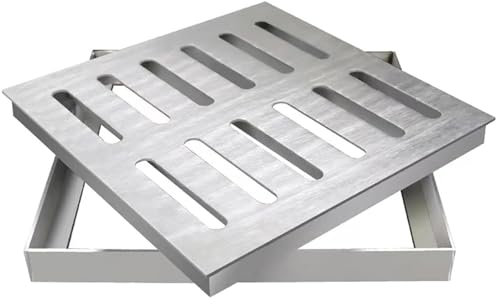 Stainless Steel Drain Cover - Square Grate for Outdoor Patio, Lawn & Garden - Metal Gully Grid for Efficient Water Drainage & Sewage Management