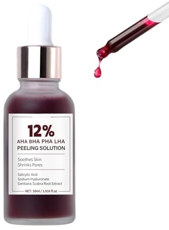 12% AHA BHA Peeling Solution - Fruchtsäurepeeling Gesicht - Salicylsäure Peeling - Gesichtspeeling Frau - Gesichtsserum für Porenreinigung, Poren Verkleinern, die Haut beruhigen