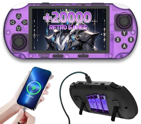 SF3000 Retro Handheld Game Console,20000+ Games,TV Output Retro Games Console,E-book/Music/Video Playback/Emergency Charging of Phone,14 Emulators Handheld Emulator,4.5-Inch IPS HD Screen (Purple)