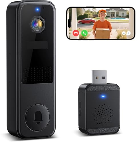Belleye 2K Wireless Video Doorbell Camera, Video Door Bell with USB Chime, 2.4GHz,Human Detection, Night Vision,Only Cloud Storage Supported,2-Way Audio, IP66 Weatherproof
