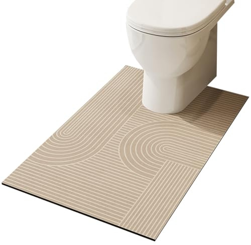 ZESLIV WC Vorleger mit Ausschnitt, 90 * 60cm rutschfeste Badematte aus PU, Badezimmerteppich Toilettenmatte Badgarnitur Badteppich