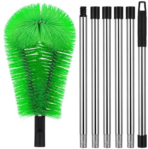 VERDANVERSE Brosse de Nettoyage Gouttière à Tête Flexible Manche Télescopique Réglable Brosse Toiture pour Éliminer et Débris Outil de Nettoyage Ménager