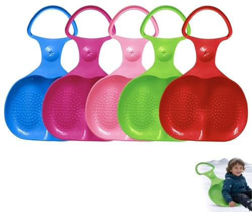 5er Set Po-Rutscher Schlitten mit Griff Poporutscher Snow Play Schneeflitzer - Rutschfahrzeug, Schlitten, Bob Schnee Fahrzeug Kinder, Wintersport Spielzeug, Geschenkidee für Kids Erwachsene