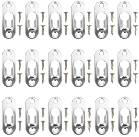 Yardenfun Juego de 30 Herrajes para Marcos de Metal 60 Tornillos, Colgadores Invisibles para Cuadros y Punto de Cruz, Montaje Resistente para Panel Trasero, Accesorios para Colgar Cuadros