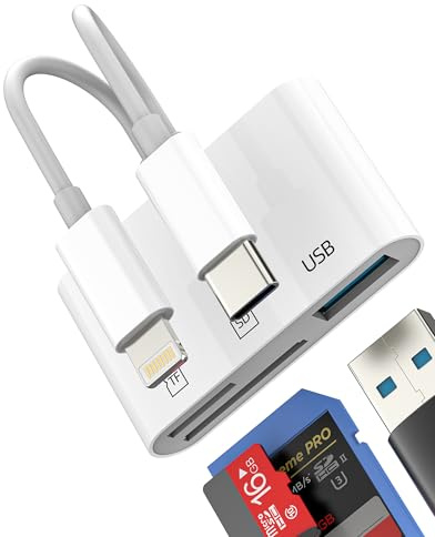 Lector de tarjetas SD a USB C Lightning adaptador OTG 3.0 compatible con Samsung Card Reader USB C para iPhone 17 16 15 14 Pro Max Micro SD tarjeta para iPad TF lector cámara teléfono móvil alta
