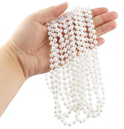 16 Feet/5m Pearl Garland for Decorating, 6mm White Faux Pearl String for Wedding Party Christmas Tree Decorations, Pearl Strands for DIY Crafts