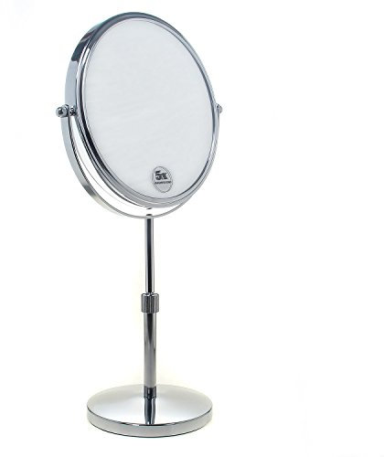 TUKA Standspiegel Höhenverstellbar 5 Fach Vergrößerung, 8 inch Schminkspiegel Kosmetikspiegel, Verchromten Rasierspiegel Tischspiegel Badzimmerspiegel, Doppelseitig: Normal+ 5X Zoom, TKD3114-5x