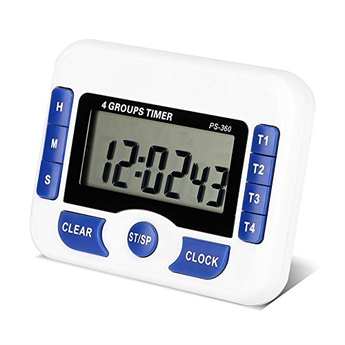 Timer da Elettronico con Ampio Display a 4 Canali Emporizzatore Meccanico Per Vintage Conto alla Rovescia Orologio Moderno Contaminuti Manuale