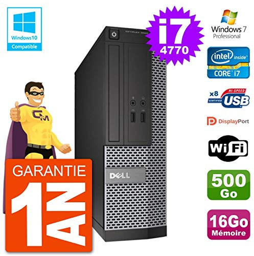 Dell PC 3020 SFF Intel i7-4770 RAM 16Go Disque 500Go Graveur DVD WiFi W7