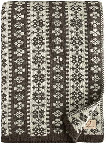 Linen & Cotton Luxus Warme Decke Wolldecke Gestrickt Arctic - 100% Reine Neuseeland Wolle, Anthrazit Grau (130 x 180cm) Wohndecke Kuscheldecke Strick Sofadecke Strickdecke Plaid Schurwolle Couch Sofa