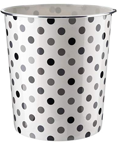 Home Plus 7.7 Litre Quality Floral Design Lightweight Waste Paper Basket Bin (Grey, Black & White Polka Dot)