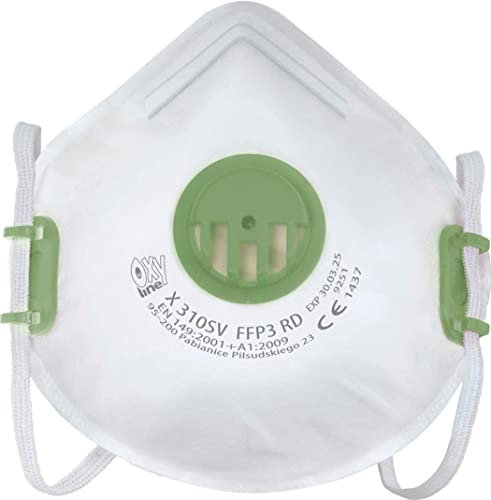 Oxyline X 310 SV FFP3 R D Respirator Half Dust Mask FACE, White,Green, One Size