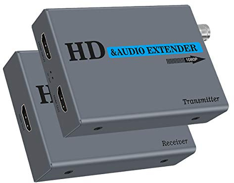 Wiistar Extender HDMI su cavo coassiale (RG6/RG7/RG11) Trasmettitore e ricevitore HDMI Supporto 1080P fino a 500 m/1640ft Lossless No Delay HD Over Coax Extender per proiettore TV