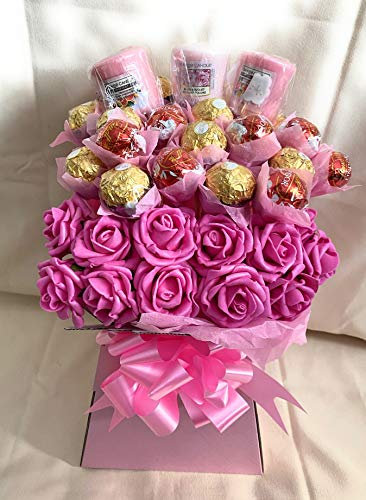 Baskets Hampers and More Pink & Candles Chocolate Bouquet - Sweet Gift Hamper