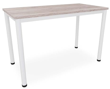 Dila GmbH Schreibtisch/Besprechungstisch in verschiedenen Größen und Farben weißes Metallgestell Konferenztisch (B: 120 cm x T: 60 cm, Eiche modern)