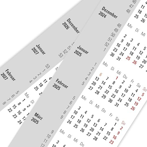 Truento Ersatzkalendarium - auf Spindel gerollt - für 2 Jahre (2026 & 2027) - passend für 3-Monats-Tischkalender mit Drehmechanik - Stehkalender - Aufstellkalender - Bürokalender