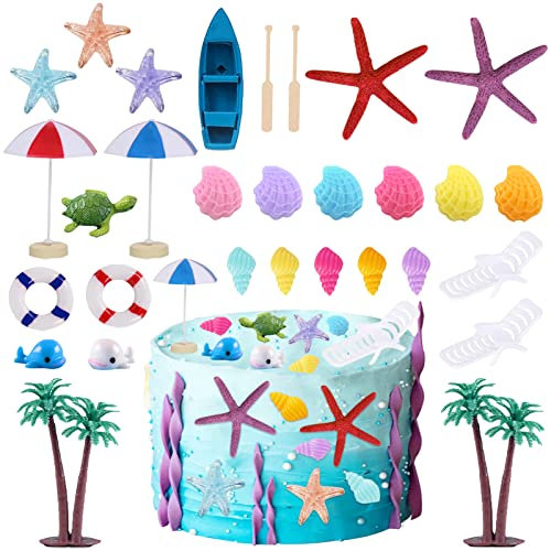 TOPJOWGA Strand Mikrolandschaft, 30 Stück Miniatur Deko Strand Deko Mikrolandschaft Miniliegestuhl, Mini-Stranddekorationen Strandkorb Sonnenschirm Kleine für DIY Garten Puppenhausdekoration
