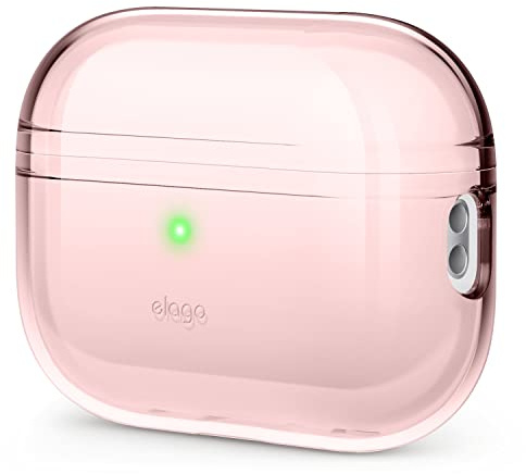 elago Transparente Hülle für AirPods Pro 2 | kabelloses Laden, transparentes Design, stoßfest (Rosa)