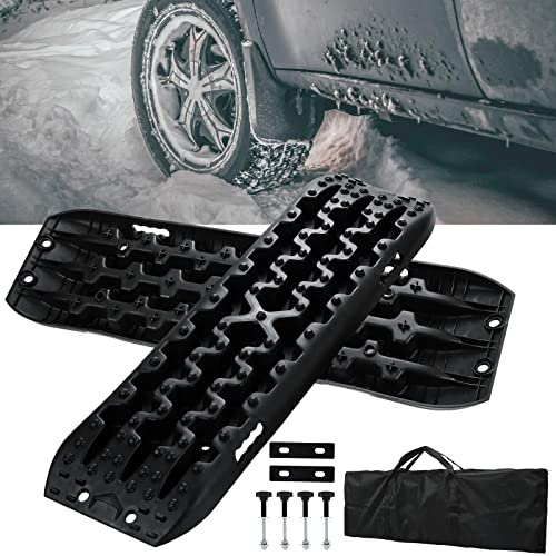 Jopassy Anfahrhilfe Traktionsmatte Offroad,2 Stück Recovery Board Tracks Mats,mit Aufbewahrungstasche & Befestigungsstifte,Traktionsplatten Gripmatte Sand Schnee,für PKW LKW