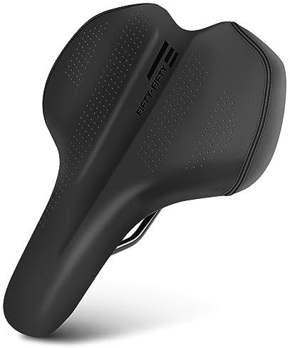 FIFTY-FIFTY Mountain Bike Saddle, Comfortable Memory Foam Bicycle Seat, Soft Waterproof Bicycle Seat for Men and Women, Compatible with MTB, Road Bike
