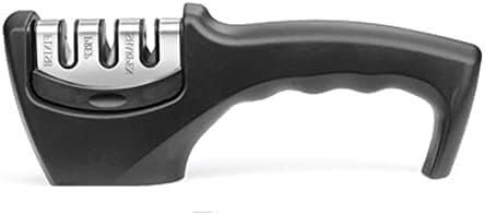 Knife Sharpener Knife Sharpener Stainless Steel 3 Stages Professional Kitchen Tool Sharpening Stone Manual Kitchen Grindstone Grinder Tools (Color : Three Slots Black)