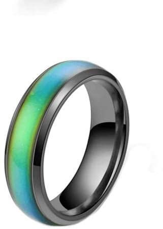Mesnt Ring Edelstahl Damen, Männer Frauen Ringe Farbwechselnder Stimmungsring 6MM
