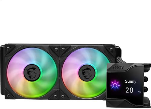 MSI MPG CORELIQUID D240 60-mm-Flüssigkeitskühler-CPU, 2 x 120-mm-ARGB-Lüfter, Verdunstungsschutzschläuche, GI-Kühlung — kompatibel mit AMD- und Intel-Sockeln